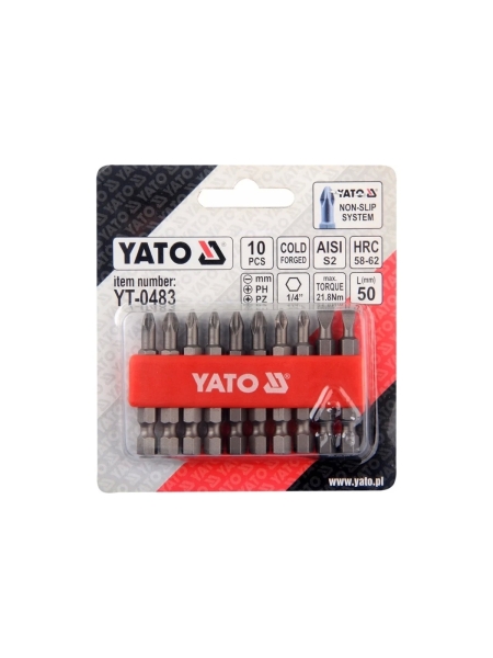 Набор бит YATO крестовых 50мм 10шт. длинных YT-0483 36140483 092 1