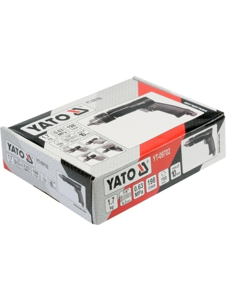 Пневматическая дрель YATO 10 мм, 1/4", с реверсом YT-09702