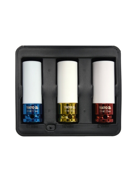 Набор торцевых головок 3 шт.: 17, 19, 21 мм, 1/2"DR для дисков YATO YT-1056 37141056 092 1