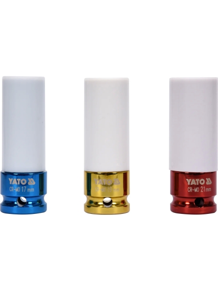 Набор торцевых головок 3 шт.: 17, 19, 21 мм, 1/2"DR для дисков YATO YT-1056 37141056 092 1