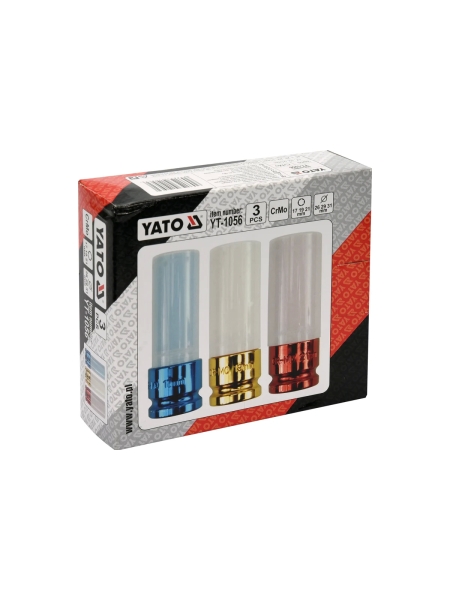 Набор торцевых головок 3 шт.: 17, 19, 21 мм, 1/2"DR для дисков YATO YT-1056 37141056 092 1