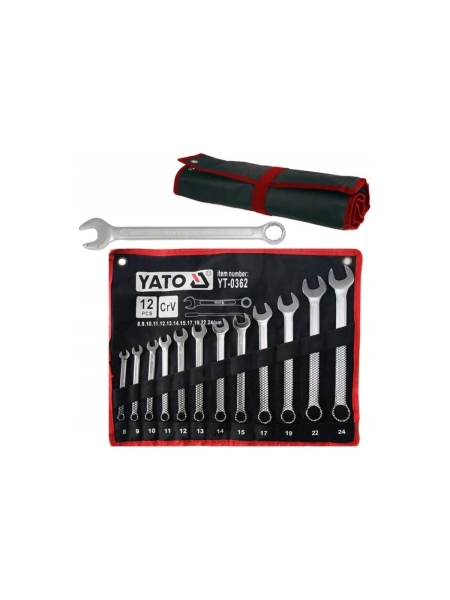 Набор комбинированных ключей YATO 8-24 мм 12шт САТИН YT-0362