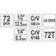 Набор инструментов YATO 1/4'' и 1/2'', 72пр YT-38782